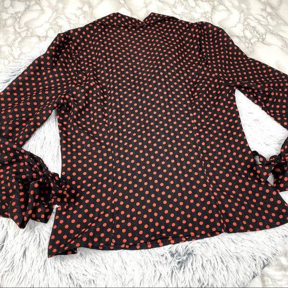 Unique Vintage Retro Sheer Polka Dot Button Down Blouse EUC - Picture 2 of 12